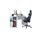 Ver imagem 2 de Mesa Para Computador Escritório e Gamer 2 Prateleiras Escrivaninha Branco - Qmovi