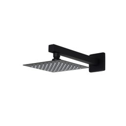 Ducha Quadrada Inox 15x15 Cm Preto Fosco com Cano Suporte de Parede Quadrado - 1