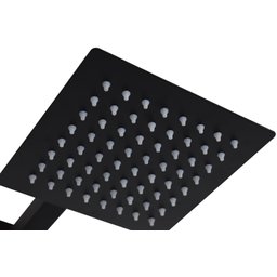 Ducha Quadrada Inox 15x15 Cm Preto Fosco com Cano Suporte de Parede Quadrado - 3