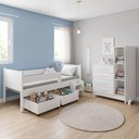 Ver imagem 1 de Conjunto Quarto Infantil Luna Plus com Cama e Cômoda em MDP MDF Branco Conffort Casa