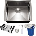 Ver imagem 1 de Cuba Inox 304 Quadrada Gourmet Plana Cozinha 500x400 com Lixeira 5l e Acessórios Eurocubas Sq500