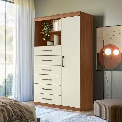 Multi-Cômoda 1 Porta 6 Gavetas Marabá