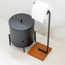 Ver imagem 3 de Porta Papel Higiênico de Chão Quadrada Base Madeira Peroba