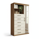 Ver imagem 3 de Cômoda Sapateira Multiuso 6 Gavetas 1 Porta com Espelho Marabá Jatobá/Areia