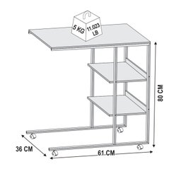 Mesa Lateral Apoio Bit Com Rodízios Tampo BP - 3 Mesa Lateral Apoio Bit Com Rodízios Tampo BP - 3