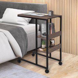 Mesa Lateral Apoio Bit Com Rodízios Tampo BP - 1 Mesa Lateral Apoio Bit Com Rodízios Tampo BP - 1