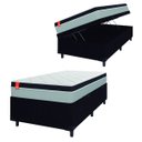 Ver imagem 3 de Cama Box Baú Solteiro Colchão Molas Ensacadas Real 88x188x68cm Preto / Cinza - Suporta até 130kg