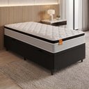 Ver imagem 1 de Cama Box Baú Solteiro Colchão Molas Ensacadas Real 88x188x68cm Preto / Cinza - Suporta até 130kg