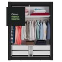 Ver imagem 6 de Guarda-Roupa Solteiro Madesa Dallas Plus 2 Portas de Correr com Espelho 4 Gavetas Preto/Rustic Cor:P