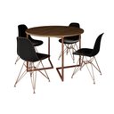 Ver imagem 6 de Mesa Industrial Jantar Redonda Amêndoa 110Cm Base V Com 4 Cadeiras Eames Pretas Base Cobre Amendoa