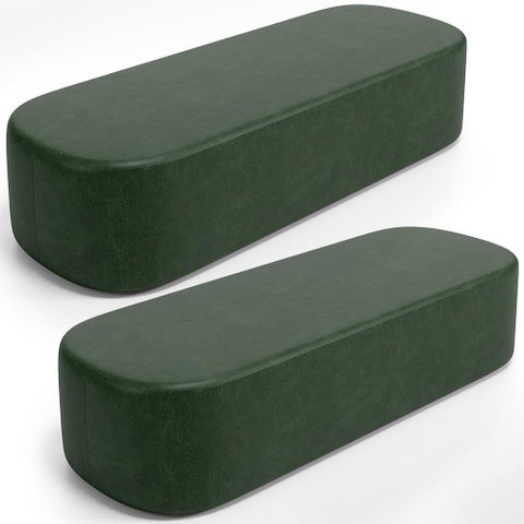 Kit 02 Puffs Decorativos Orgânicos para Living Quarto 195cm Doha W01 Couríssimo Verde Musgo - Lyam