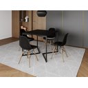 Ver imagem 1 de Mesa Industrial Base Ferro Preto em V Tampo 90x90 Preto 4 Cadeiras Eames Madeira Assento Preto