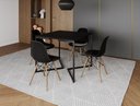 Ver imagem 1 de Mesa Industrial Base Ferro Preto em V Tampo 90x90 Preto 4 Cadeiras Eames Madeira Assento Preto