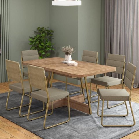 Conjunto Sala de Jantar 6 Cadeiras Charlotte Carraro