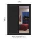Ver imagem 3 de Guarda-Roupa Solteiro Madesa Dallas 2 Portas de Correr com Espelho 2 Gavetas Preto Cor:Preto