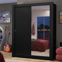 Ver imagem 1 de Guarda-Roupa Solteiro Madesa Dallas 2 Portas de Correr com Espelho 2 Gavetas Preto Cor:Preto