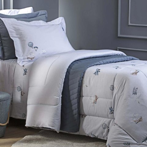 Jogo de Cama Casal 200 Fios Skyplane - Casa k Estampado