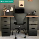 Ver imagem 5 de Mesa Escrivaninha Due Moderno 10 Gavetas 136cm Nogal Preto Artany