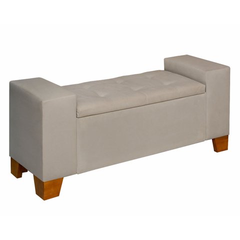 Recamier Baú Berlin 1,30m Decorativo Premium para Cama Casal Estilo Closet Estofado Cor Bege