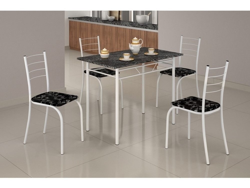 Conjunto Mesa C/4 Cadeiras Para Cozinha Rio Teixeira Branca - 2