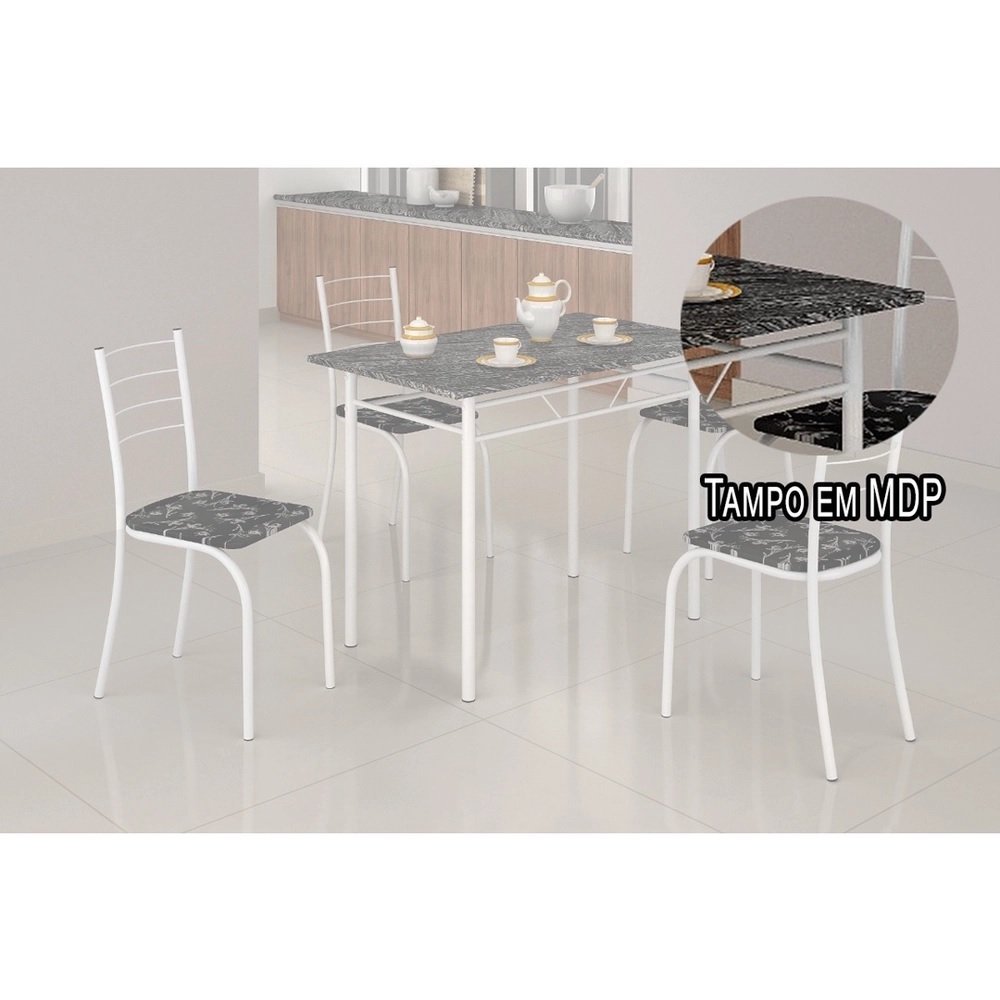 Conjunto Mesa C/4 Cadeiras Para Cozinha Rio Teixeira Branca - 4