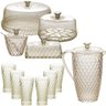 Kit Boleira Baixa, Queijeira, Açucareiro, Manteigueira, Jarra e 6 Copos de Plástico Cristal Âmbar Pl - 1