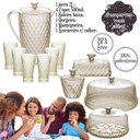Ver imagem 2 de Kit Boleira Baixa, Queijeira, Açucareiro, Manteigueira, Jarra e 6 Copos de Plástico Cristal Âmbar Pl