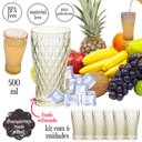 Ver imagem 6 de Kit Boleira Baixa, Queijeira, Açucareiro, Manteigueira, Jarra e 6 Copos de Plástico Cristal Âmbar Pl