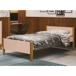 Cama Babá Solteiro Simba Rosa Fosco com Madeira - MoveisAqui - 2