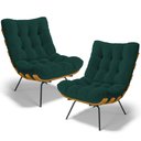 Ver imagem 1 de Kit 2 Poltronas Decorativas Costela L02 Bouclê Verde - Lyam Decor