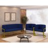 Kit 2 Poltronas + Sofá 2 Lugares para Recepção – Balaqui Cor:azul Marinho - 2