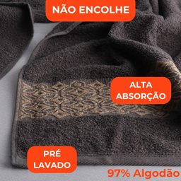 Jogo de Toalhas de Banho Algodão 5 Peças Completo Aslan Sonhare Sultan Gris e Prata - 6