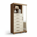 Ver imagem 3 de Cômoda Sapateira Multiuso 6 Gavetas 1 Porta com Espelho e Pés Marabá Jatobá/Areia