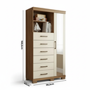 Ver imagem 4 de Cômoda Sapateira Multiuso 6 Gavetas 1 Porta com Espelho e Pés Marabá Jatobá/Areia