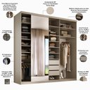 Ver imagem 4 de Closet Casal 1 Porta de Correr com Espelho 3 Gavetas 208cm Mdf Sonni R02 Bege - Lyam Decor