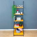 Ver imagem 2 de Estante Escada Torre de Ferro Industrial Slim 5 Prateleiras Carvalho e Preta