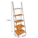 Ver imagem 3 de Estante Escada Torre de Ferro Industrial Slim 5 Prateleiras Carvalho e Preta
