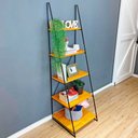Ver imagem 1 de Estante Escada Torre de Ferro Industrial Slim 5 Prateleiras Carvalho e Preta