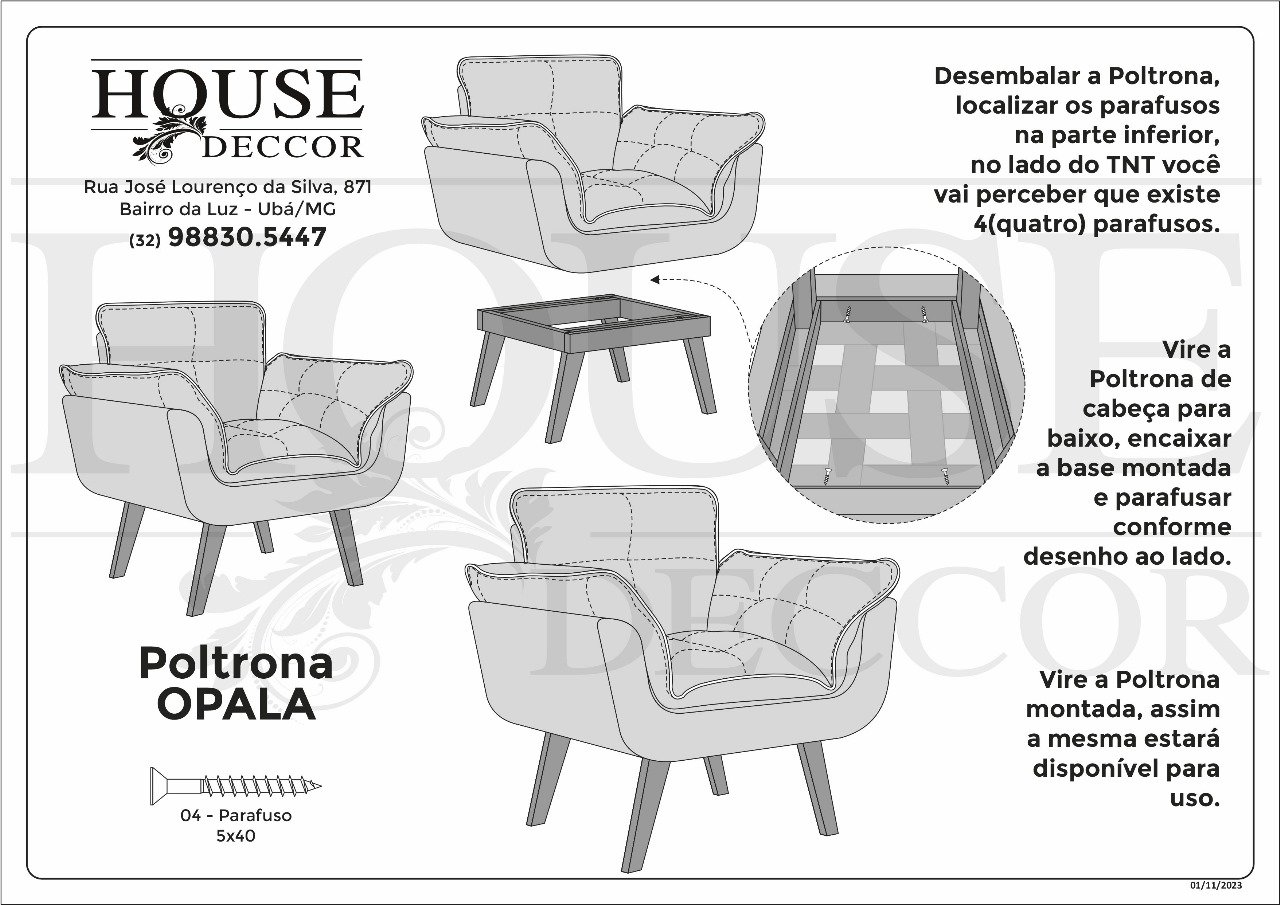Poltrona em Veludo Base Palito Quadrada Opalla Prime - 4