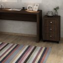 Ver imagem 2 de Kit 3 Peças com Escrivaninha em L, Gaveteiro e Armário Multiuso com Vidro