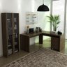 Kit 3 Peças com Escrivaninha em L, Gaveteiro e Armário Multiuso com Vidro - 1