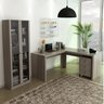 Kit 3 Peças com Escrivaninha em L, Gaveteiro e Armário Multiuso com Vidro - 1