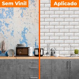 Papel de Parede Adesivo Lavavel Hd Tijolo Rustico Branco - 5