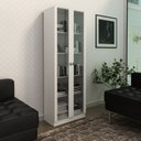 Ver imagem 6 de Conjunto 3 Peças com Escrivaninha em L, Gaveteiro e Armário Multiuso com Vidro Branco