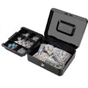 Ver imagem 1 de Cofre Metal Portatil Chave 20cm Porta Documentos Dinheiro Joias Cash Box Organizador Maleta