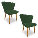 Ver imagem 1 de Kit 02 Cadeiras Poltrona Flor Veludo Verde Pés Palito Castanho - Pallazio