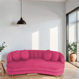 Sofá Curvo 2 Lugares Orgânico Sala Recepção Escritório Decorativo Luxo Panamá 140cm Suede - 2