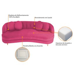 Sofá Curvo 2 Lugares Orgânico Sala Recepção Escritório Decorativo Luxo Panamá 140cm Suede - 4