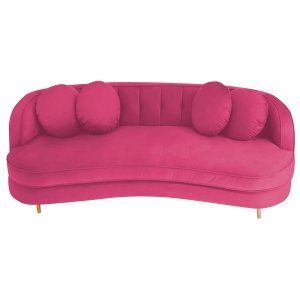Sofá Curvo 2 Lugares Orgânico Sala Recepção Escritório Decorativo Luxo Panamá 140cm Suede