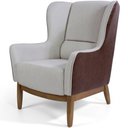 Ver imagem 1 de Poltrona Confortável Milena Base Madeira Linho Cru/corano Rústico Marrom - Nexta Casa